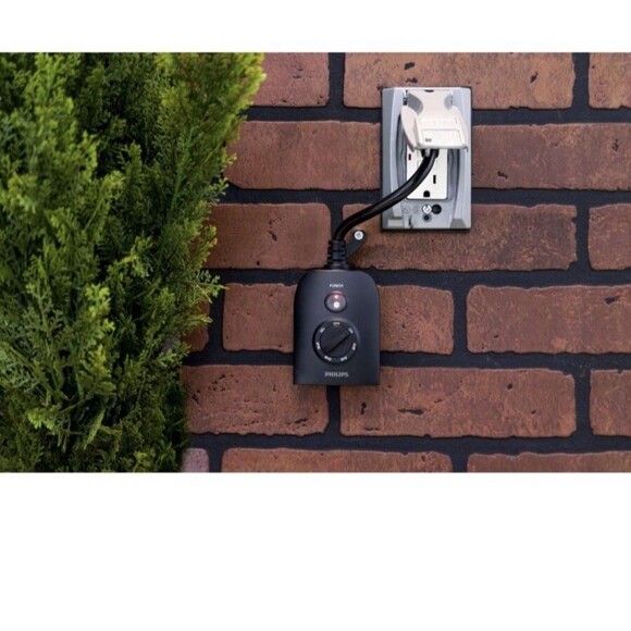 New Philips Dusk to Dawn Sensing 8/6/4/2hr Countdown Timer Outdoor 2 Outlet - Picture 6 of 11